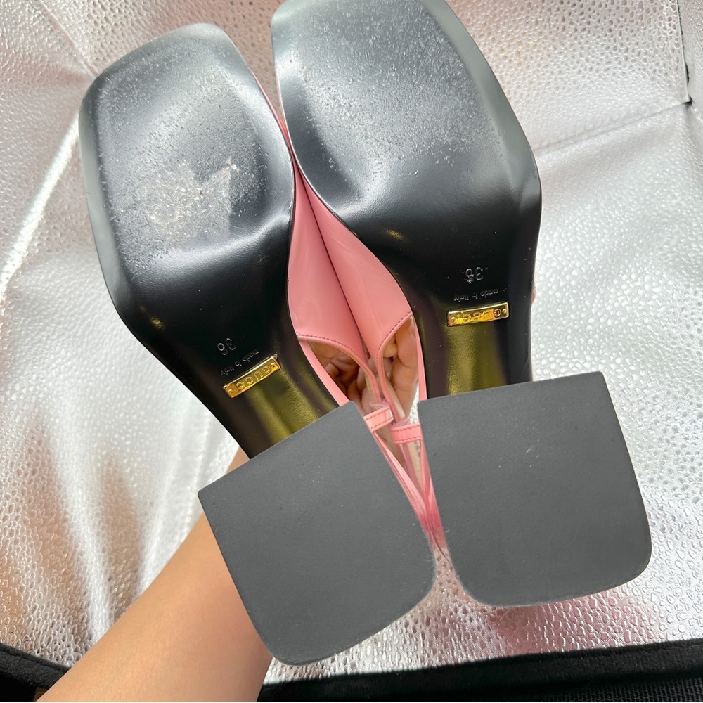 RARE GUCCI PINK BABY 75MM HORSE BIT SLINGBACK PATENT LEATHER PUMPS - Picture 5 of 7